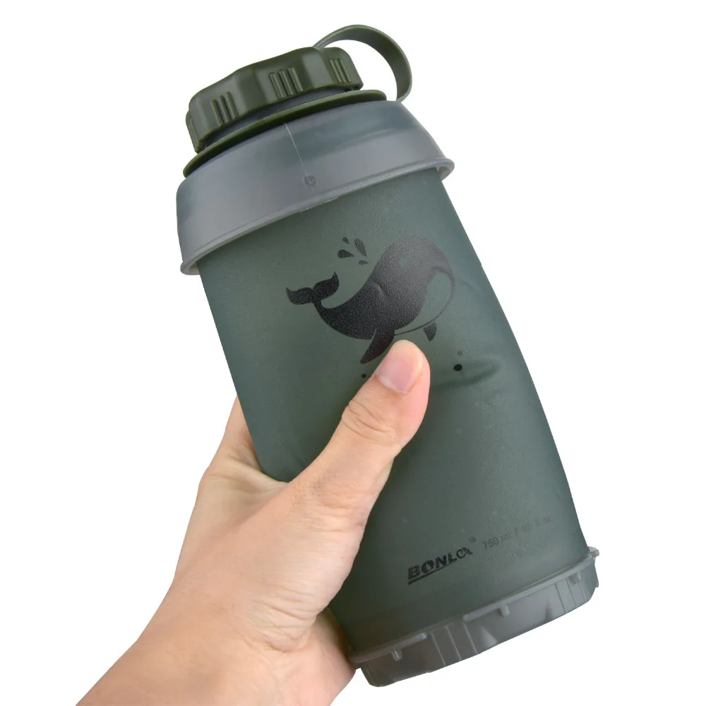 750 мл открытая складная бутылка для воды пригодная для использования Складная легкая компактная дорожная походная альпинистская