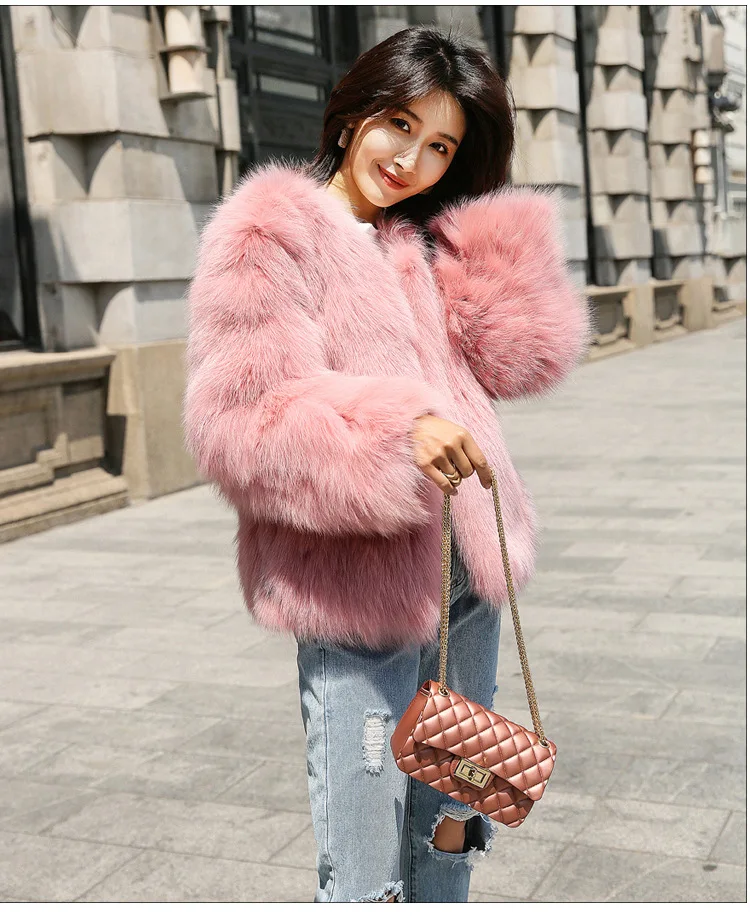 Женское пальто из искусственного лисьего меха зимняя куртка пикантная мягкая короткая теплая Повседневная куртка Осень корейский стиль плюшевый кролик
