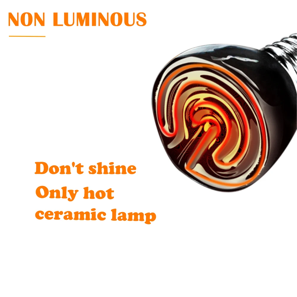 Pet Heating Lamp 25/50/75/100W E27 Black Infrared Ceramic Emitter Heat Light Bulb For Turtle Lizard 220V