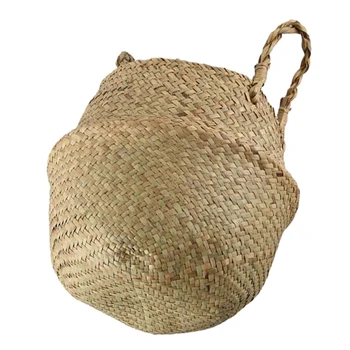 

Seagrass Weave Basket Rattan Hanging Flower Pot Dirty Laundry Hamper Storage Basket with Handle,1 Pcs