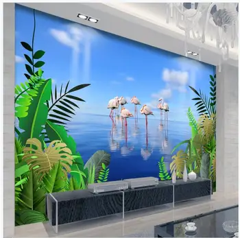 

Custom photo wallpaper for walls 3 d Idyllic landscape Tropical rainforest bird ocean scenery background wall home decoration
