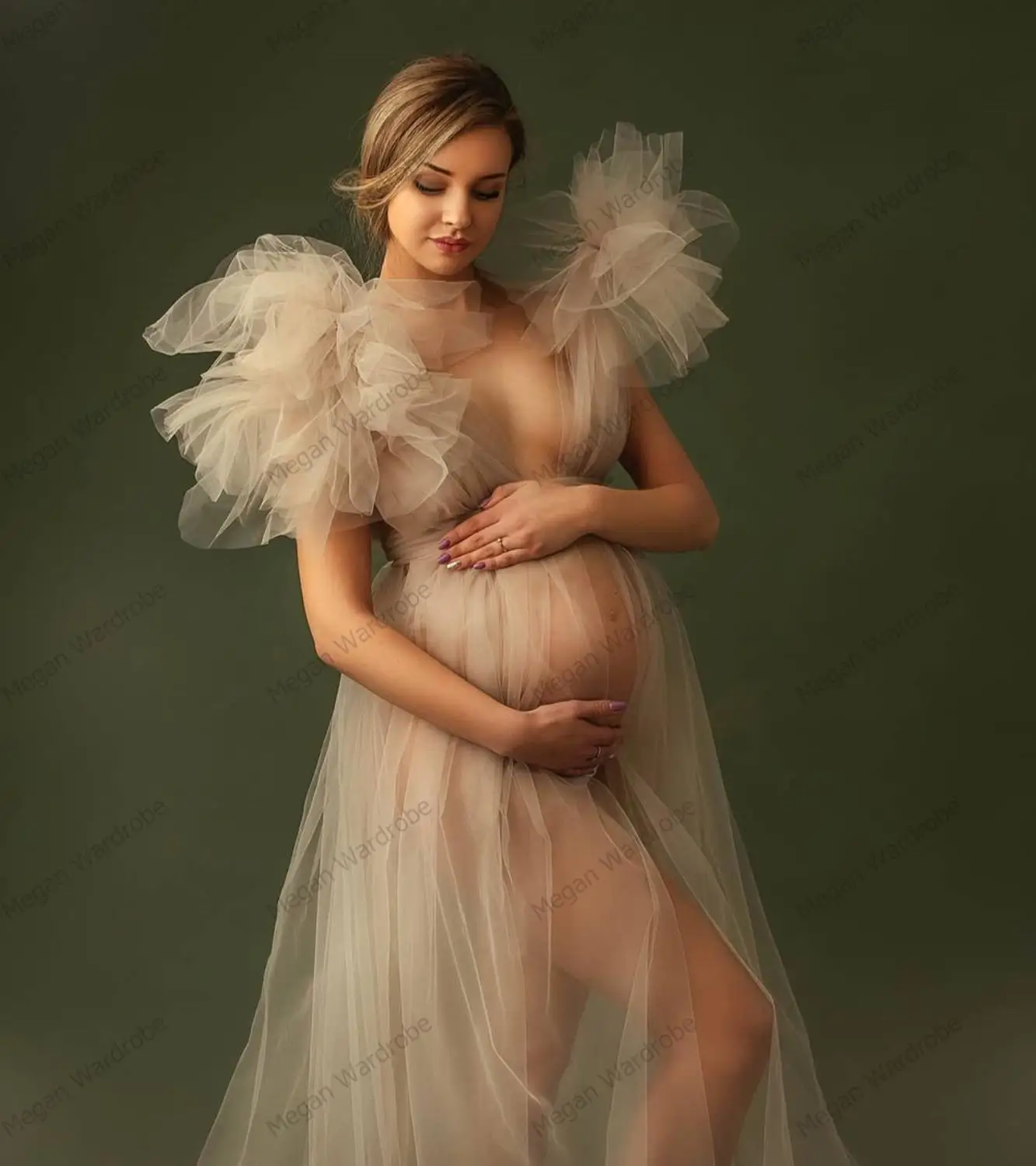 Elegant Soft Tulle Maternity Dresses Sleeveless
