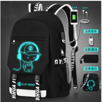 

17 inch Backpack For Boys Girls Luminous Animation USB Charge School Bags 3D Cartoon Teenager Schoolbag Bagpack Rucksack