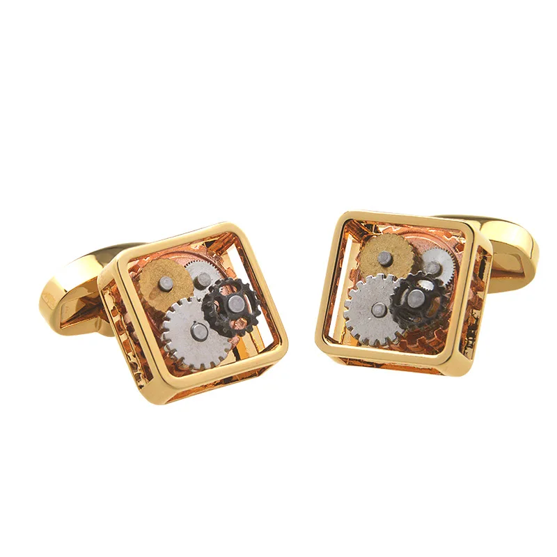 Hot Sales Square Steampunk Gear Cufflinks For Mens Lepton Watch Mechanism Gear Cufflinks Fashion Men Groom wedding cufflink