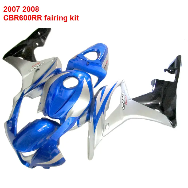 Обновленный мотоцикл для HONDA CBR 600RR 07 08(синий и серебристый) горячая Распродажа обтекатели ABS обтекатель комплект/x13