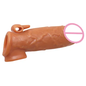 Realistic Penis Sleeve Extension Reusable Condoms For Men Penise Enlargement Sex Toys Big Dick Extender Men Cock Ring 4