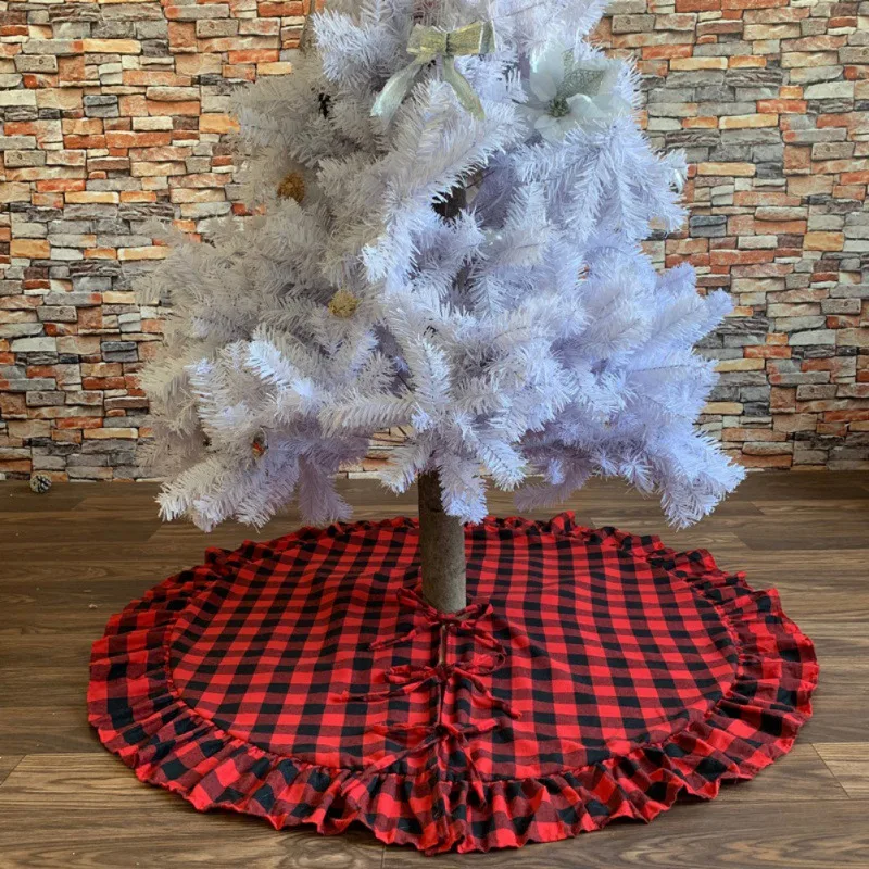 Рождественская клетчатая плюшевая Рождественская елка с невидимой нейлоновой застежкой декоративный коврик для рождественской елки