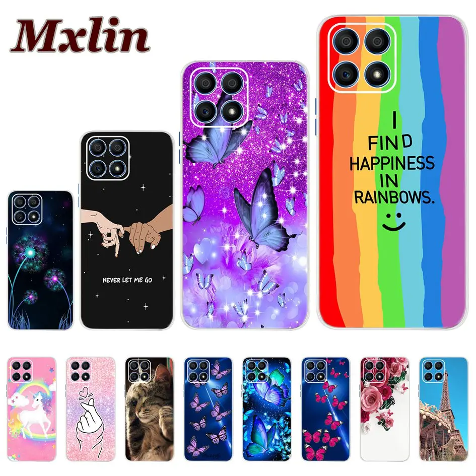 For Honor X50 Lite Case Luxury Rainbow Butterfly Printed Back Cover Honor50 2021 X30i Coque on 5G Soft Shell | Мобильные телефоны и