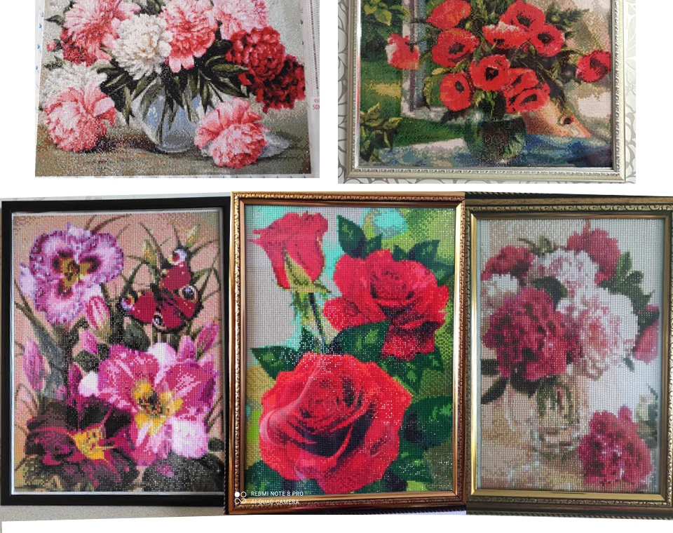 5D DIY Diamond Painting Flowers Vase Cross Stitch Kit Full Drill Embroidery Mosaic Rose Art Picture Of Rhinestones Gift Decor