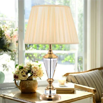 

Nordic Crystal Table Lamp Bedroom Bedside Lamps Table American Minimalist Living Room Wedding Decor Table Light Luminaria