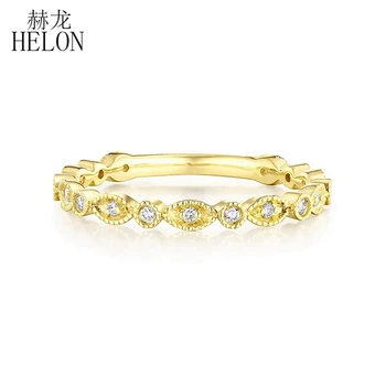 

Solid 10K Yellow Gold Certified Round SI/H 0.1ct Genuine Natural Diamond Wedding Ring Women Art Deco Antique Anniversary Jewelry