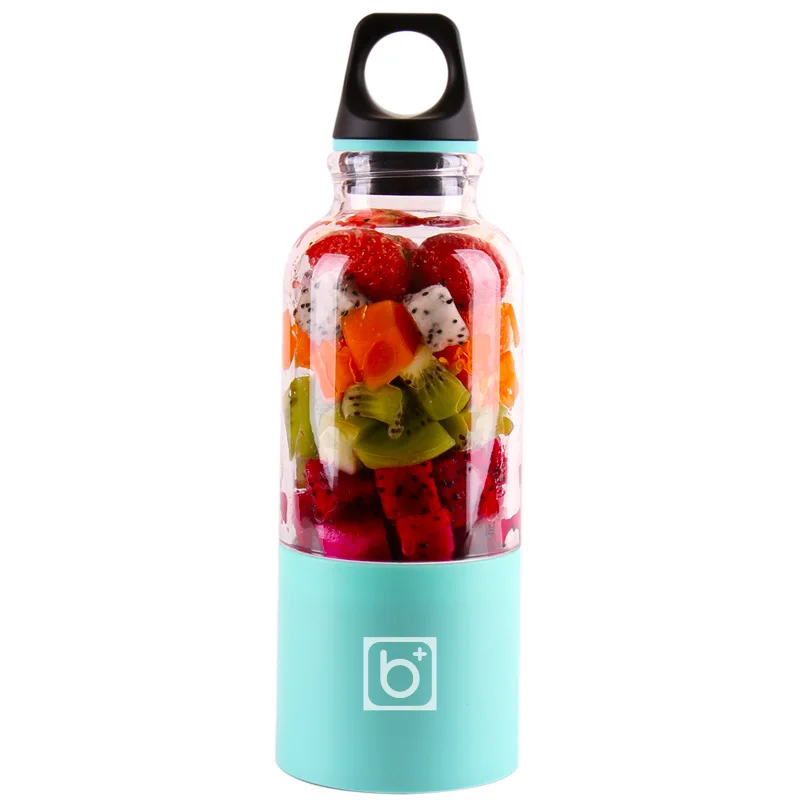 Electric Vegetable and Fruit Blender Blue Electric Fruit Cup for Home Office Travel 500ml Portable USB Rechargeable Juicer