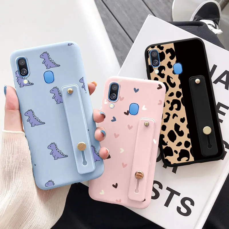 Phone Case A40 Case Cartoon Silicone Silicone Wrist Strap Holder