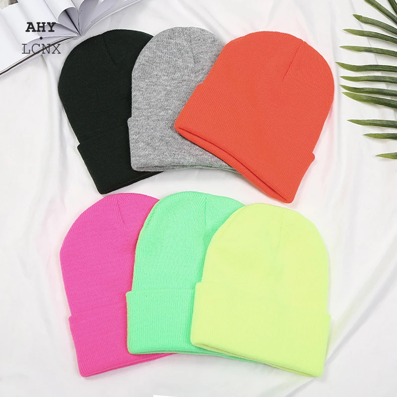 beanie skully hat 13 Colorways New Autumn Winter Solid Color Cotton Cashmere Beanies Bonnets For Woman Unisex Warm Knitted Simple Hat Wholesales winter beanie