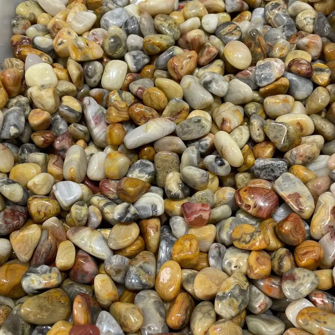Natural crazy agate quartz crystal stone rolling bulk stone DIY decoration 6