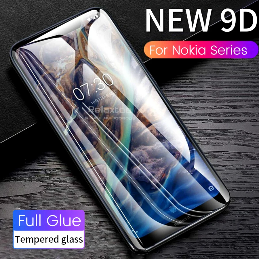 

9D full glue screen protector tempered glass for Nokia 2 3 5 6 7 9 2.1 3.1 5.1 6.1 7.1 Plus X5 X6 protective glass on nokia6.1