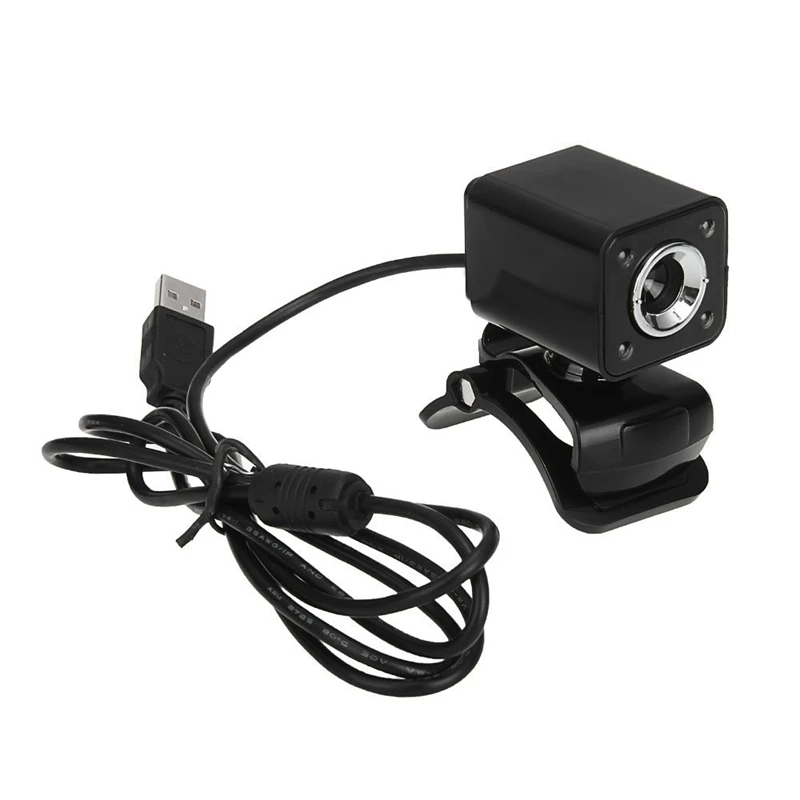 480P 30W 4 светодиодный HD веб-камера+ USB 2,0 Микрофон для компьютера ПК ноутбука черный