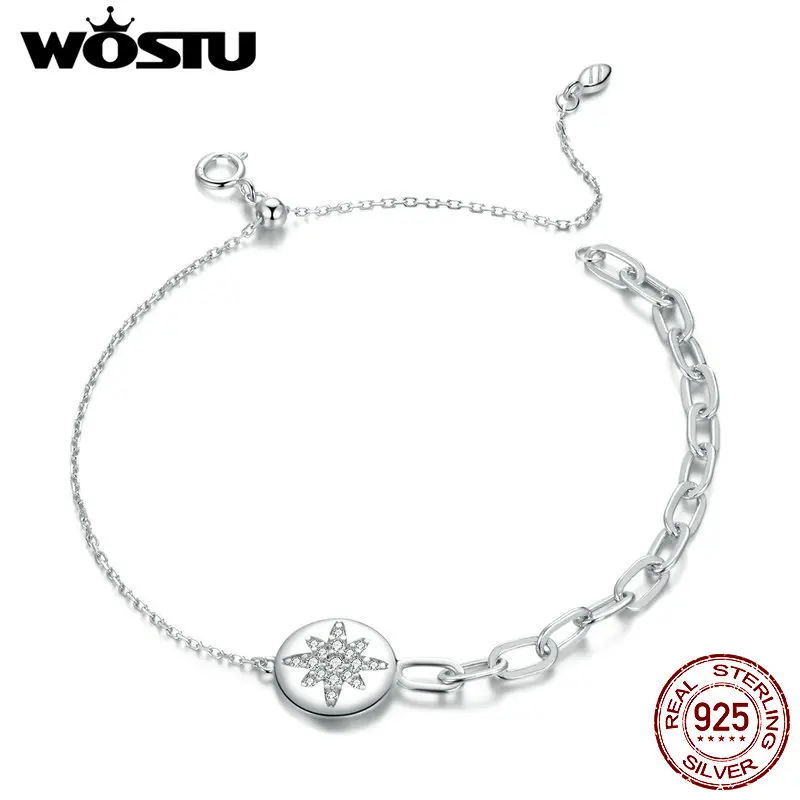 WOSTU 925 стерлингового серебра с блестящими звездами Комплект из подходящих к оригинальному браслету