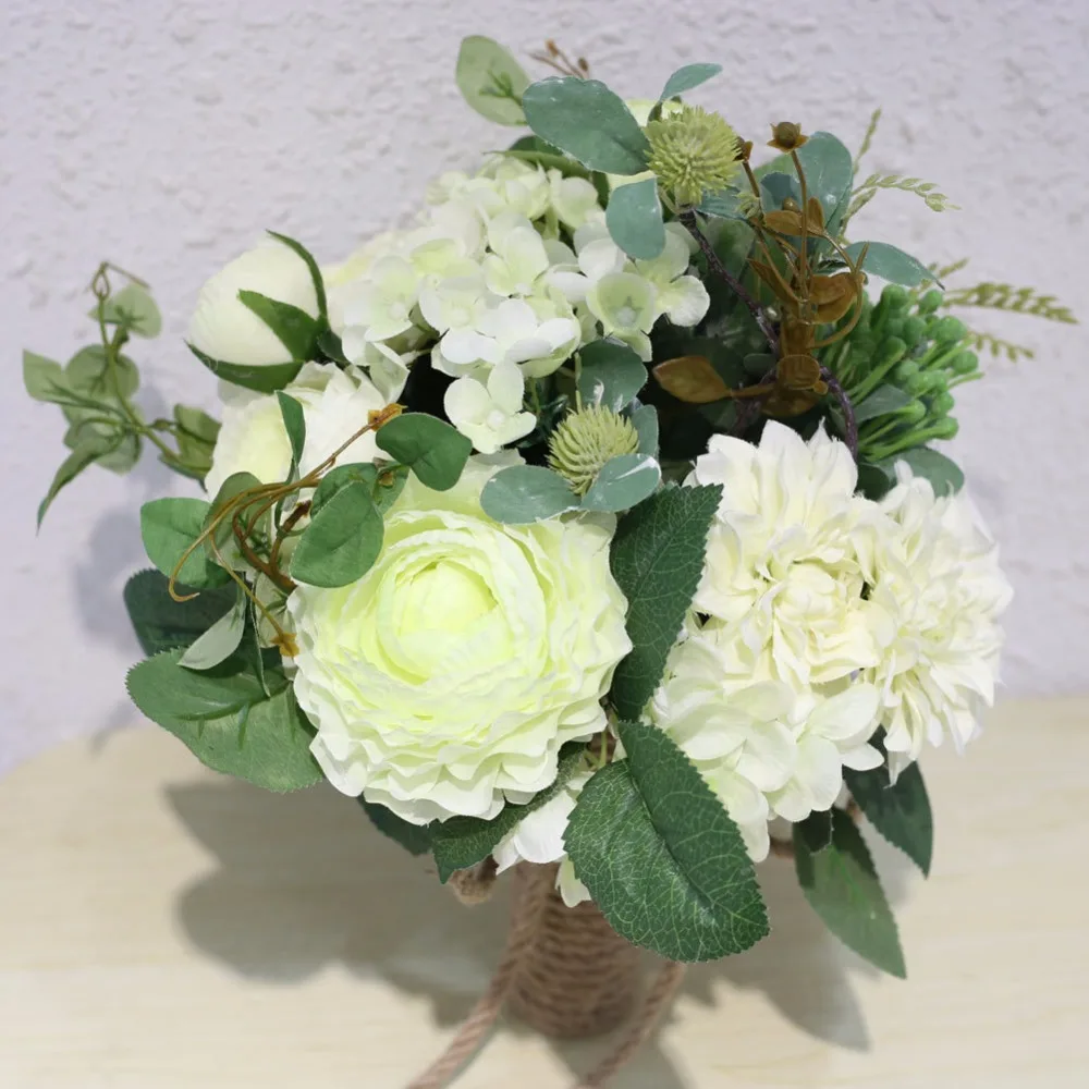 Свадебный букет ручной работы искусственный цветок «Роза» букет невесты Романтические свадебные цветы для домашнего декора SPH100