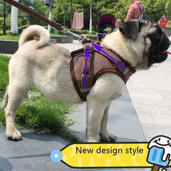 

Dog Vest Harness Leash Adjustable Mesh Vest Dog Harness Collar Chest Strap Leash Harnesses With Traction Rope Reflective Breatha