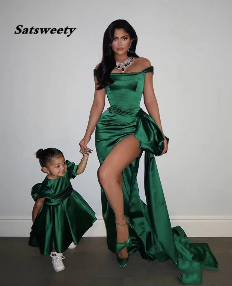 2022 Sexy Off Shoulder Evening Dresses Kylie Jenner Celebrity Prom Gowns Side Slit Peplum Arabic Formal Party Dress | Свадьбы и