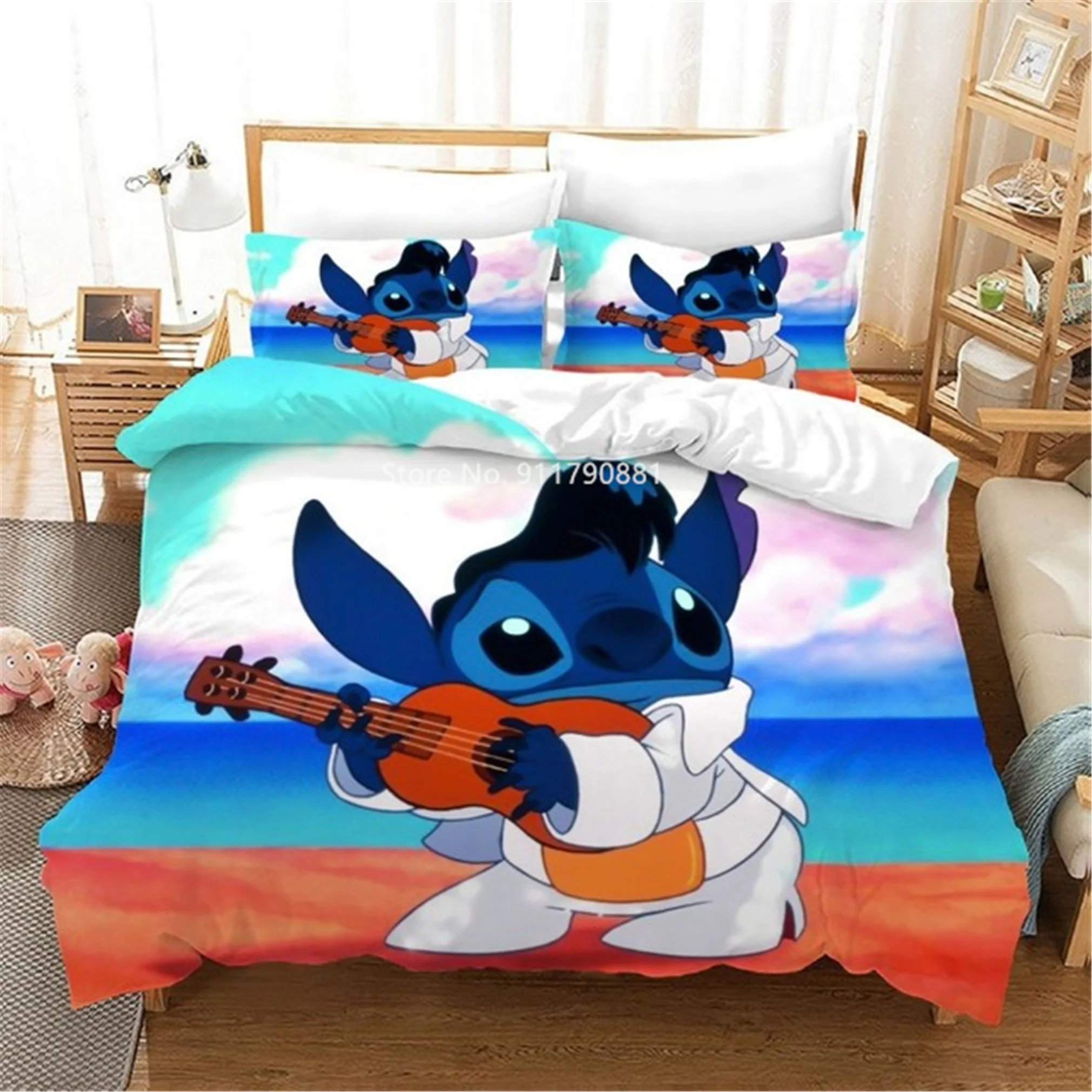 Disney-juego de cama de dibujos animados Lilo & Stitch, funda de edredón  cómoda, funda de almohada, tamaño doble Queen, para decoración de  dormitorio de niños - AliExpress