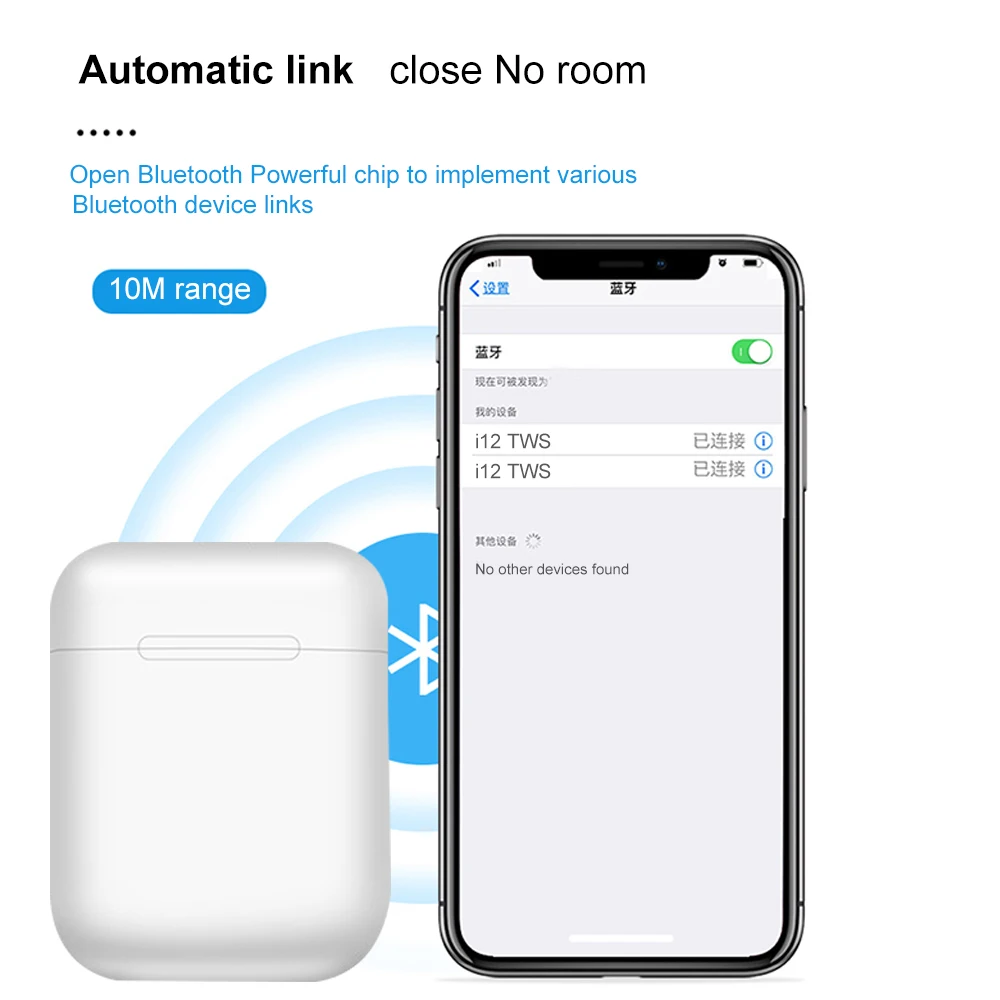 Настоящая беспроводная Bluetooth гарнитура i12 TWS беспроводные наушники мини