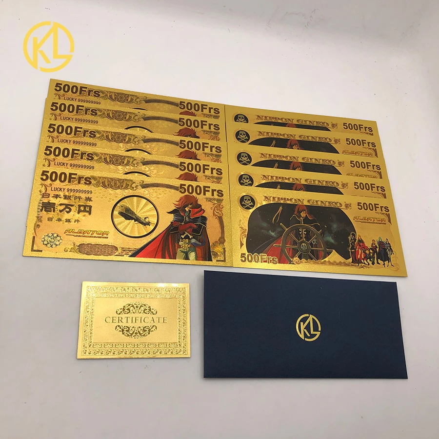 1set Japanese Anime UFO Robot Grendizer Goldorak Gold Foil Banknote Plastic Cards for Collection and Gifts