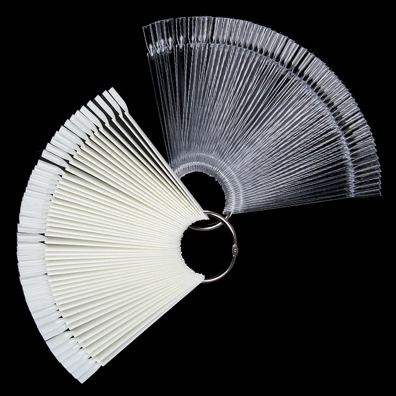 50/40Pcs Nail Art Display Suggerimenti Falsi Clear Nature Black 12.5*1Cm Fan Smalto Swatch Settore Display Nail Salon Show Tool Td03