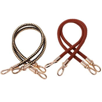 

2 Pair Of Bag Accessories Ladies Adjustable Wallet Tote Bag Handle Bag Handle 60Cm , 1 Pair Brown & 1 Pair Black Gold