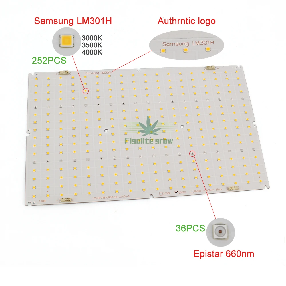 LM301H QB288 Quantum Tech V3 LED Board 3000K 3500K mix660nm UV IR board only,no driver, no heat sink