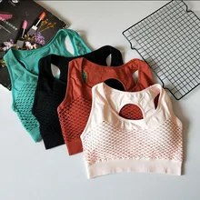 Женский спортивный топ стрейч-Тренировка майка Пуш-Ап женское Спортивное нижнее белье Спортивный Бюстгальтер Для Йоги без оправы дышащий спортивный бюстгальтер