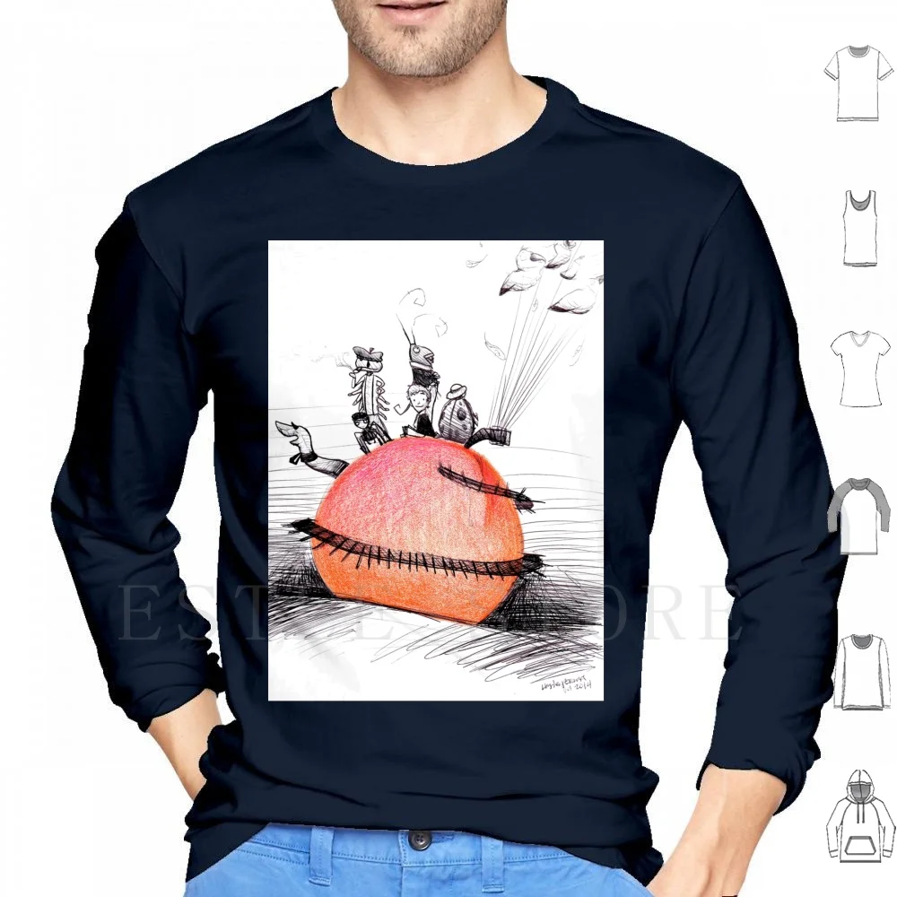 

Not So Giant James And The Peach Hoodie Long Sleeve Tim Burton Roald Dhal