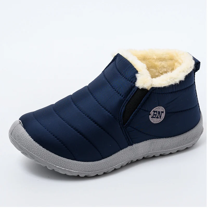 Buen valor Botas ultraligeras para Mujer, botines de nieve impermeables sin cordones, zapatos planos casuales de felpa, para invierno DqGGV73x