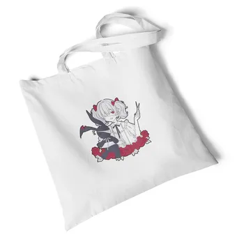 

Lychee Girls Anime Girl Print White Canvas Bag Environmental Reusable Original Handbag Storage Foldable Large Shoulder Bag
