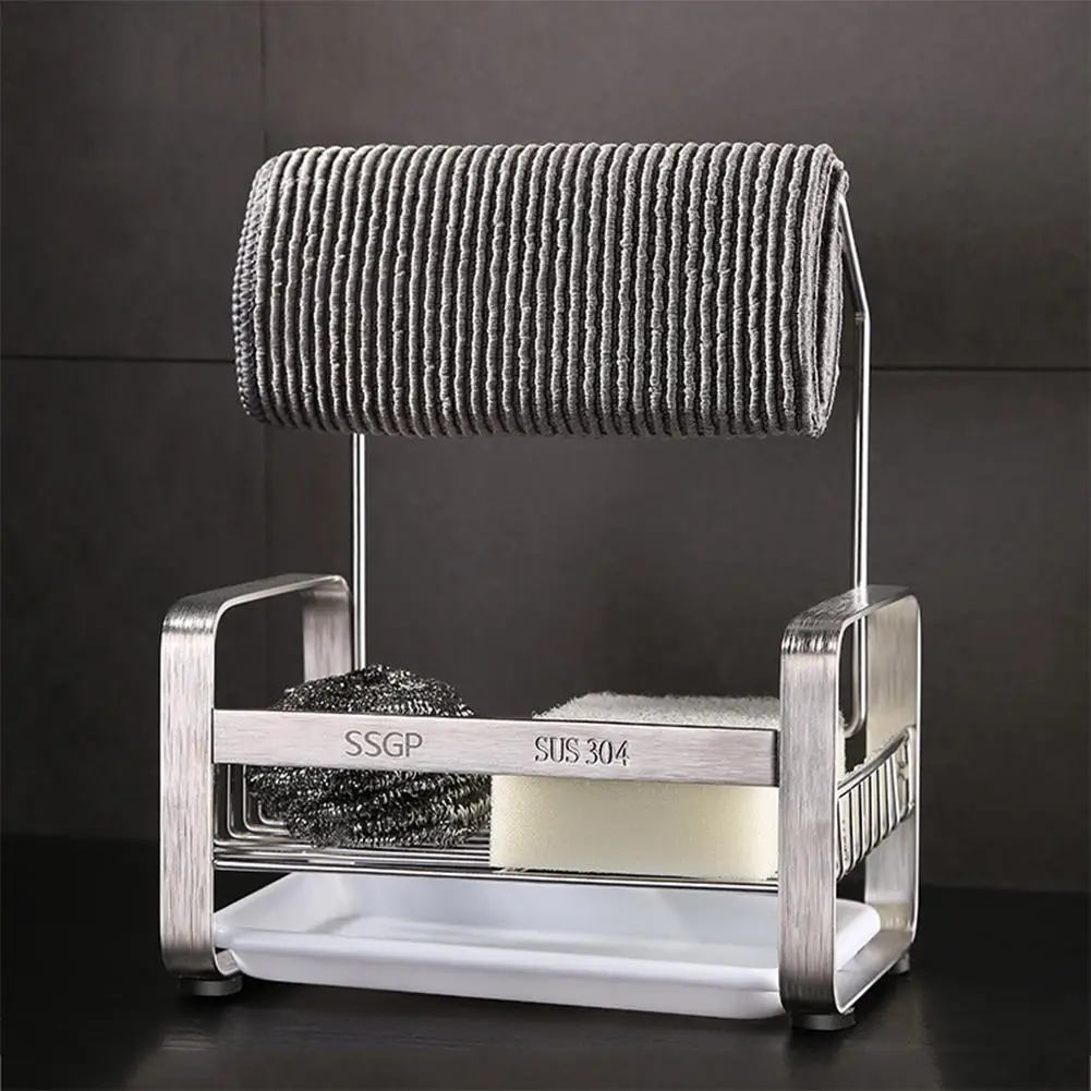 

DishyKooker Stainless Steel Storage Rack for Kitchen Sink Cleaning Cloth Draining Organize