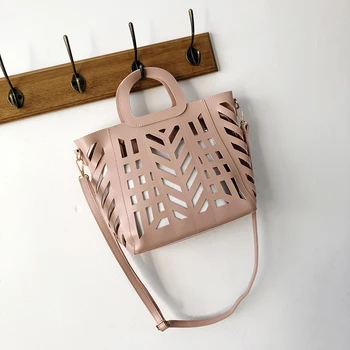 

Hollow Women Shoulder Bag 2020 New Composite Handbags PU Leather Summer Beach Bags Solid Color lady Crossbody Bag totes