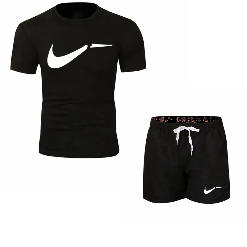 Модный спортивный костюм для мужчин из двух предметов, Короткие штаны+ футболка, летние крутые толстовки, костюм, брендовая мужская футболка, Беговые брюки для мужчин, костюм
