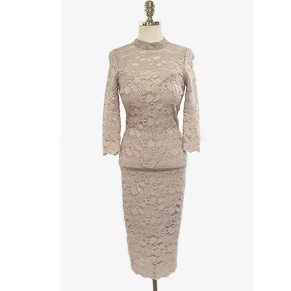 light pink RUGOD женские платья, новинка весны, корейское Тонкое Платье До Колена, кружевное черное сексуальное облегающее платье, модное винтажное женское платье - Цвет: light pink