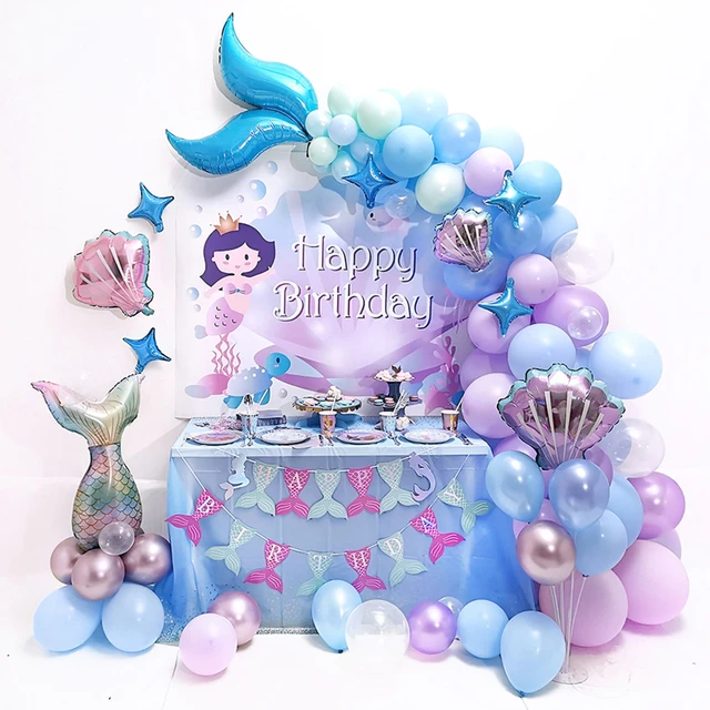 Mermaid Tail Garland Balloons Little Mermaid Themed Party Blue