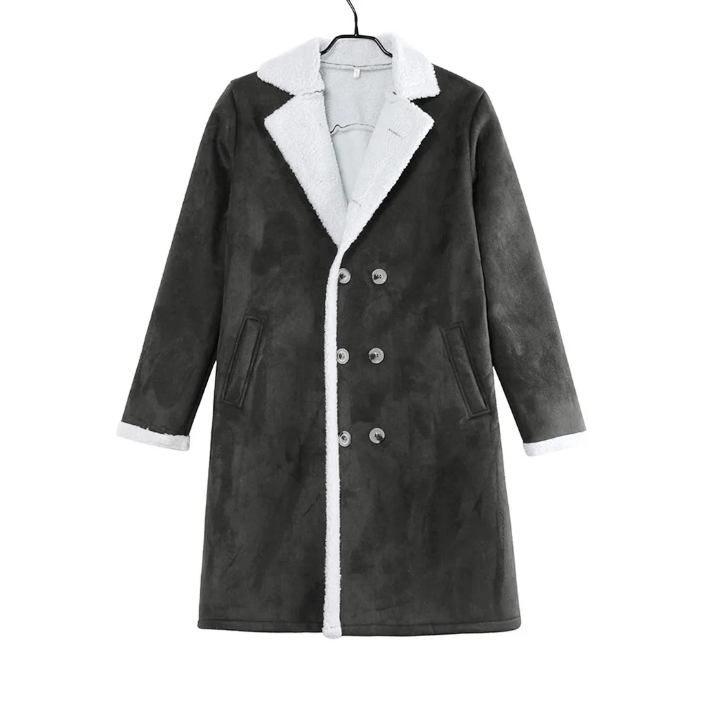 Мужское шерстяное пальто теплый зимний Тренч Длинная Верхняя одежда на пуговицах умное пальто Прямая поставка размер Досуг Рабочая одежда - Color: Gray