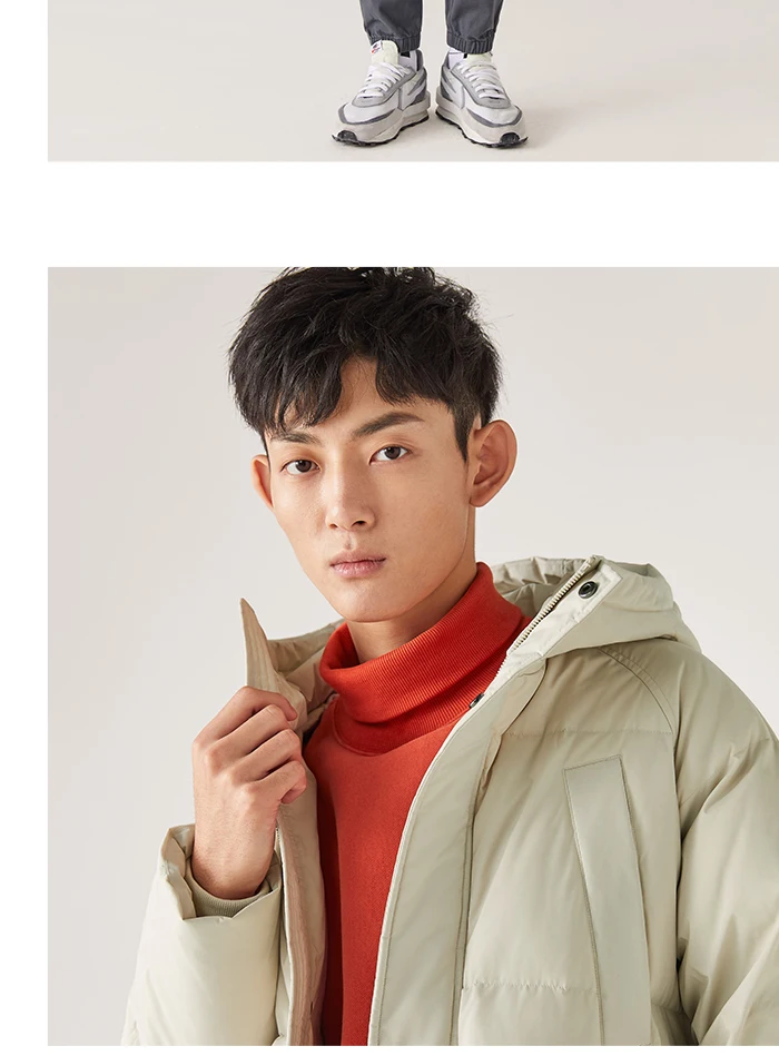 SEMIR, мужской пуховик, свободный,, зима, новая Корейская версия, длинное пальто, повседневное, с капюшоном, толстое, утиный пух, пальто