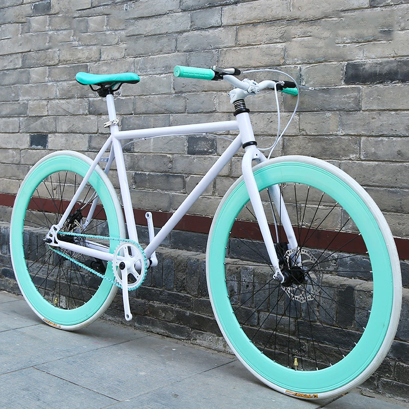Bicicleta de carreras de piñón fijo, marco de de alto carbono, de una sola velocidad, freno de disco doble, Fixie|Bicicleta| - AliExpress
