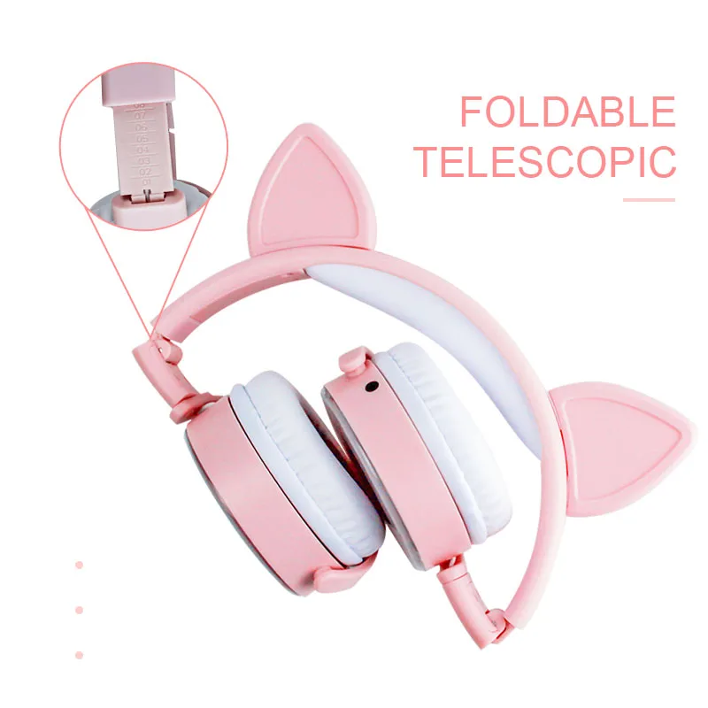 Cute Cat Ear Meteor Sand gamer headset wired headphones with microphone Foldable music sports headset foldable with 3 5MM jack
