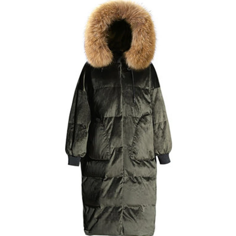 Winter Over The Knee Long velvet Fabric Duck Down