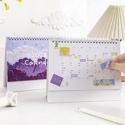Calendrier de Table imprimé fleur huile, avec autocollants, rappel de bureau, calendrier, calendrier mensuel, planificateur de bureau, bricolage, 2022 