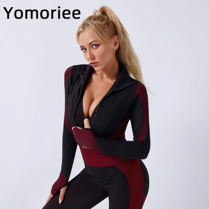 

Gym Yoga Set For Women Floral Printed Seamless Zipper Three-piece Set Sport Workout Running Training Sportswear Sexy Yomoriee