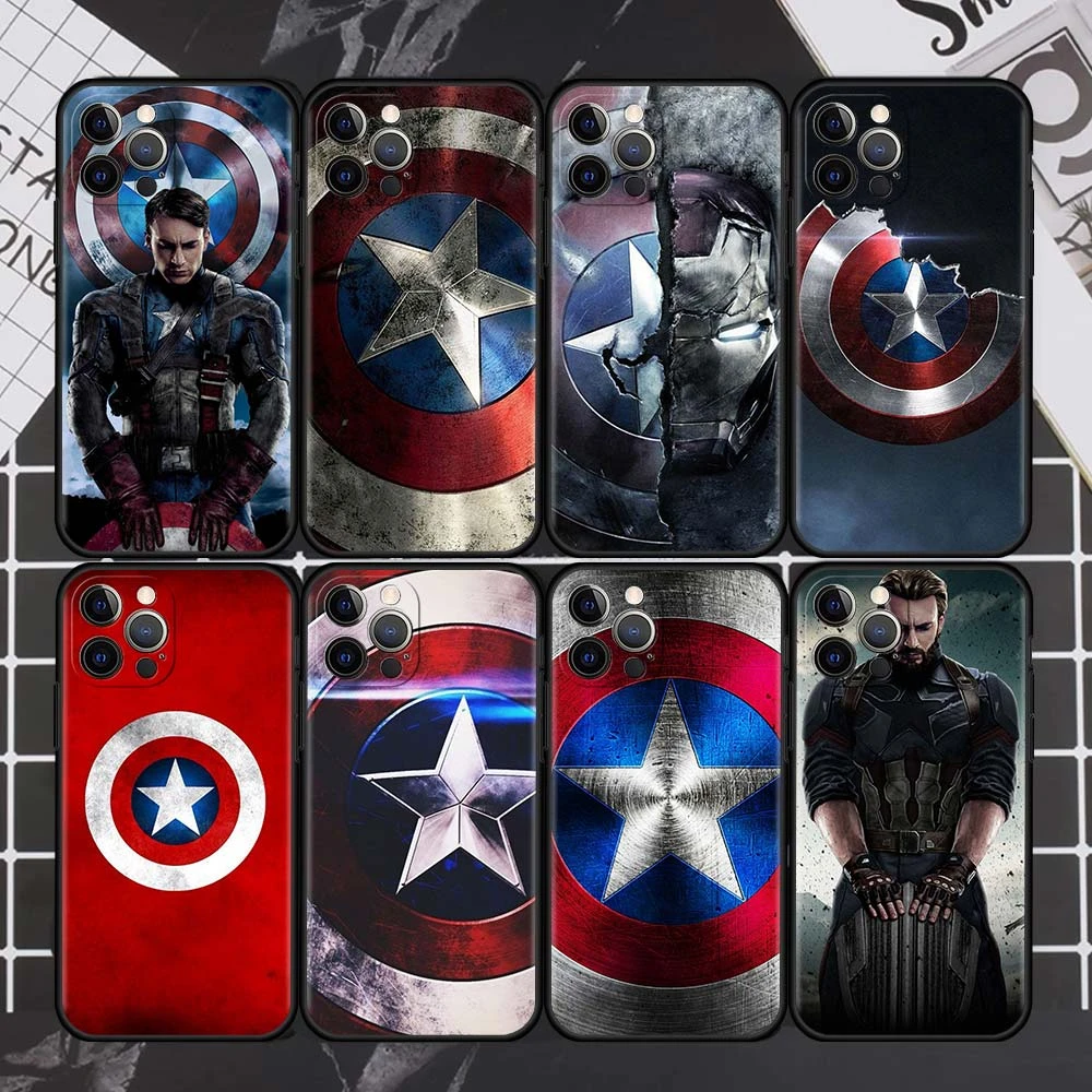 Captain America Case For Apple iPhone 11 12 13 Pro Max 7 8 XR X 6 6S Plus XS 5 5S SE 2020 11Pro Capa Soft Phone Funda apple mag charger