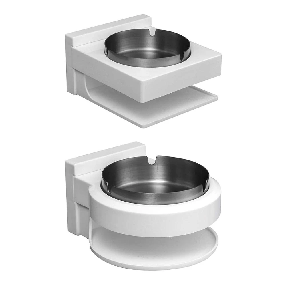 ウォールマウントステンレス鋼二重層フレーム シルバー灰皿浴室タバコホルダー収納ポータブルシンプルな車の灰皿 灰皿 Aliexpress