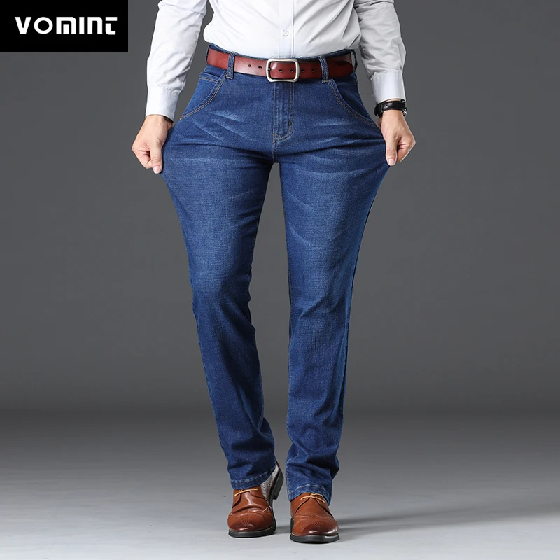 Mens Jeans Full-Lenght Fabric-Pant Regular Denim Trousers Stretch Elasticity Straight